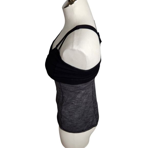 Lululemon Breathe In Tank‎ Womens Size 4 Heathered Black Black Cross Back - Picture 7 of 8